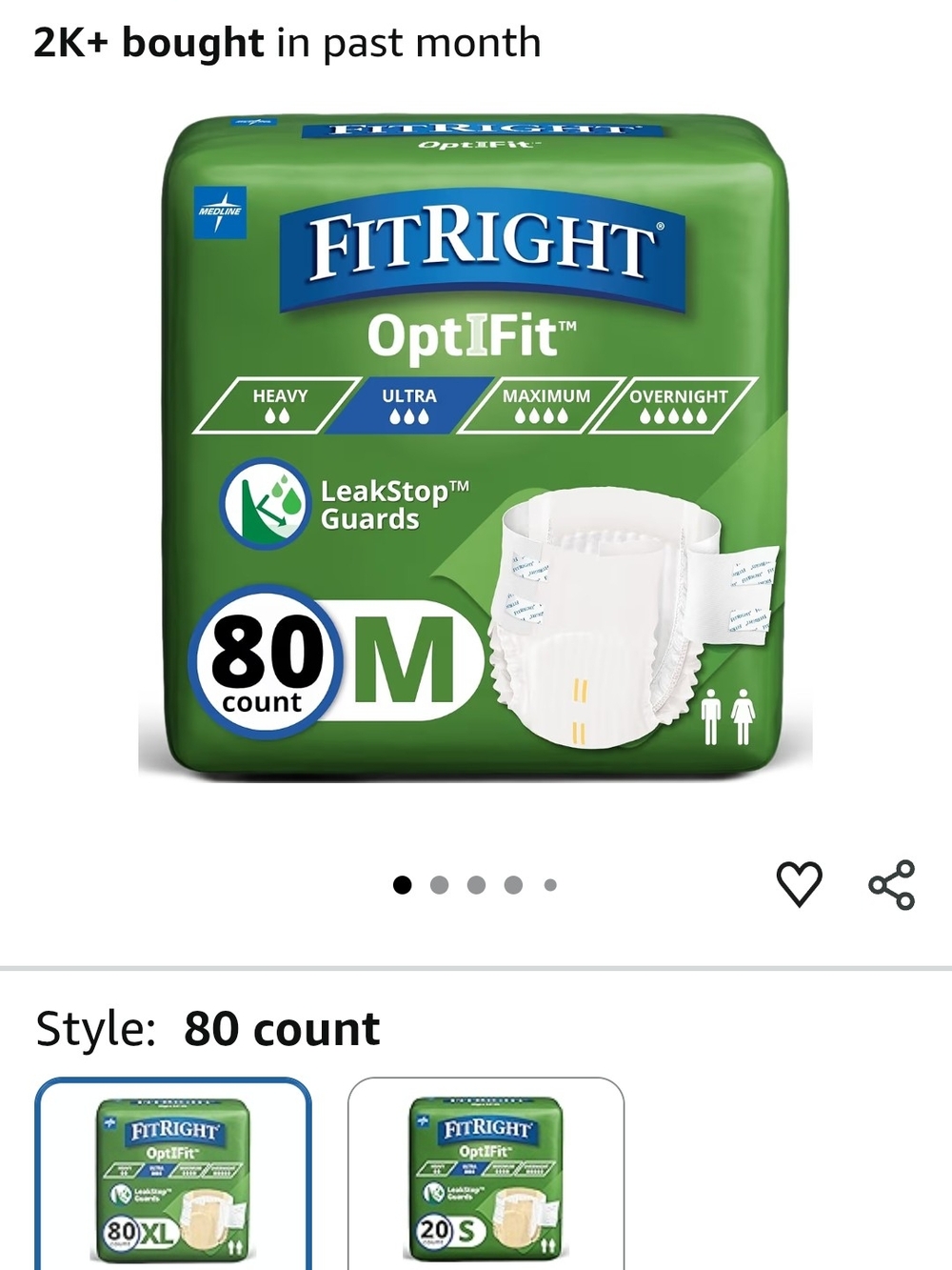 FitRight OptiFit Medium Adult Briefs 80 Count - (MEDIUM)